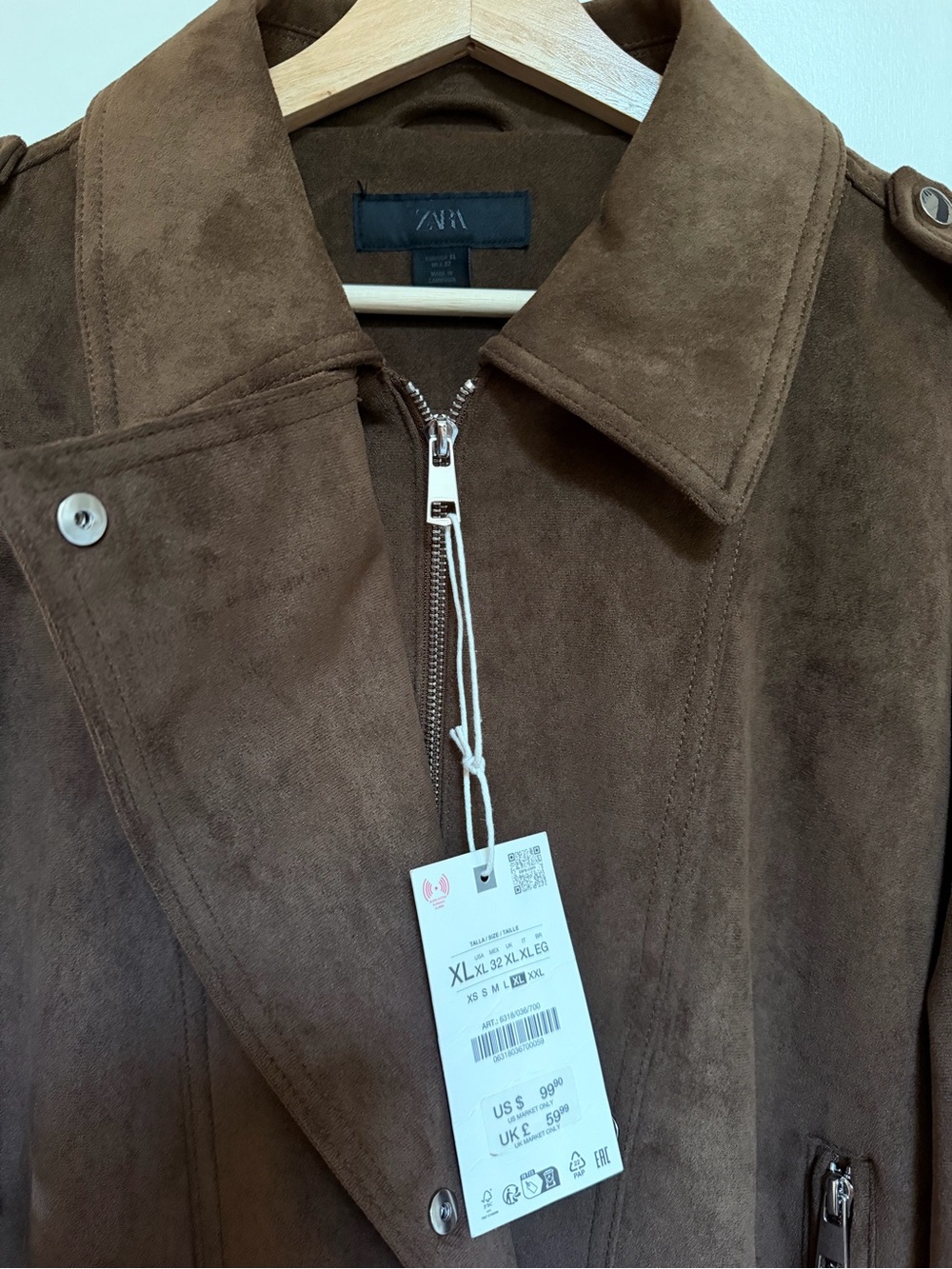 Zara oversized faux suede biker jacket 6318/036 - Picture 2 of 4
